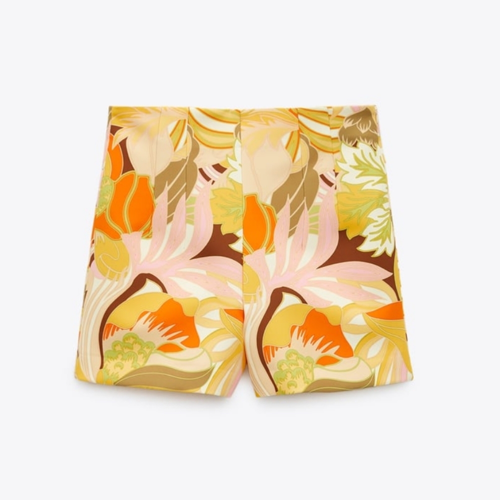 Zara Retro Print High Waisted Shorts
